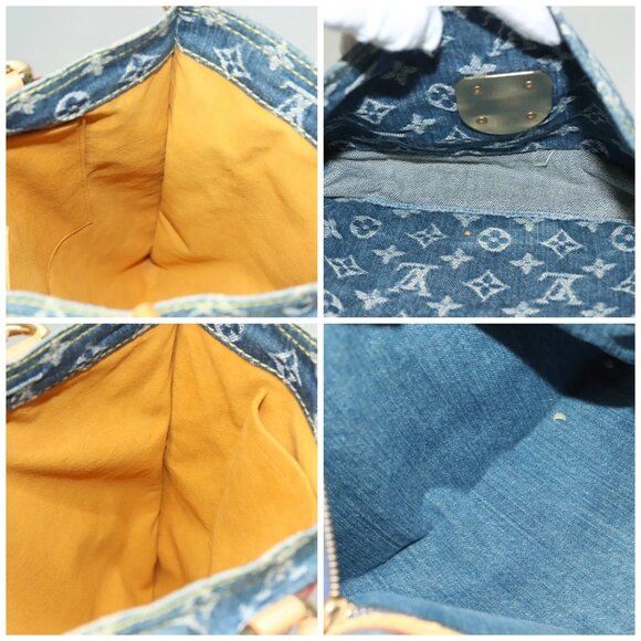 LOUIS VUITTON Monogram Denim Flat Shopper Tote Bag Blue LV Auth - Picture 16 of 16